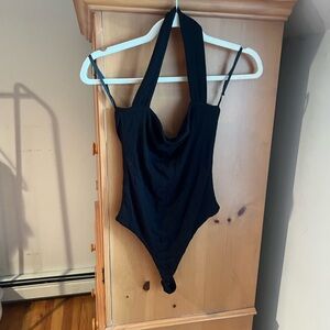 superdown Black Halter Bodysuit